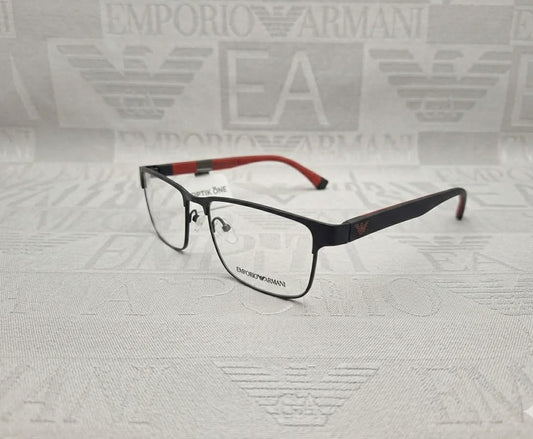 Black rectangle eyeglasses Style 3654 with red accent detail, Optix One Pakistan