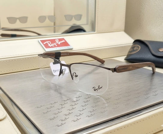 Semi-rimless brown wood-grain eyeglasses Style 2526, Optix One Pakistan